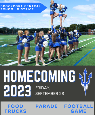  2023 Homecoming Flyer with Brockport Cheerleaders